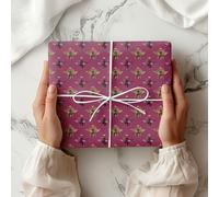 Queen Bee Pattern Wrapping Paper - Unique Regal Bee Print Gift Wrap for Adult Celebrations, Mother's Day & Thoughtful Presents W30 (Raspberry, 3 x 1 Meter Rolls - 58cm x 100cm/ 22.8" x 39.3")