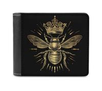 Queen Bees Golden Men's Leather Wallet Bifold Purse Card Holder Slim Money Clip Single-Sided Print