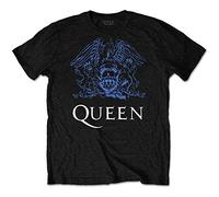 Queen 'Blue Crest' (Black) T-Shirt (Medium)