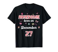 Queen Born in December 27 Flowers 27th December Birthday T-Shirt