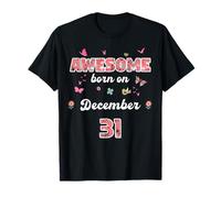 Queen Born in December 31 Flowers 31st December Birthday T-Shirt