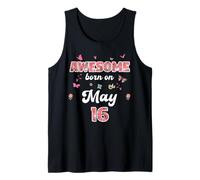 Queen Born in May 16 Flowers 16th May Birthday Tank Top