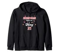Queen born in May 21 flowers 21st May Birthday Zip Hoodie
