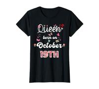 Queen born in October 19 flowers 19th October Birthday T-Shirt