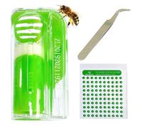 Queen Cages for Bees, One Handed Queen Bee Catcher, Portable Bee Marker Bottle with Tweezers and Back Label, Marking Kit
