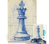 Queen Chess Blueprint Jigsaw Puzzles for Adults 1000 Pieces Fine Logic Toy Casual Relax Neat Edge Fine Art Piece (50x75cm)
