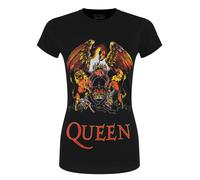 Rockoff Trade Women's Queen Classic Crest T Shirt, Black (Black Black), S UK