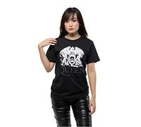 Queen Classic Crest Logo Diamante Unisex T-Shirt (Large) Black