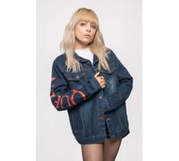 Queen Classic White Crest Denim Jacket in Blue | Size: Small Queen Blue S