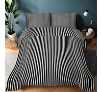 Queen Coverless Duvet - Simple Coverless Quilt Comforter Abstract Stripes Reversible Design Bedding for Bedroom Decor, Hypoallergenic Soft All Season Quilt 200x200cm, Black