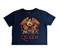 Queen Crop Top T Shirt Classic Crest Band Logo Official Womens Denim S