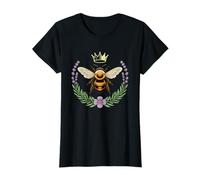 Queen Crown Bee Vintage Botanical Floral Lavender T-Shirt
