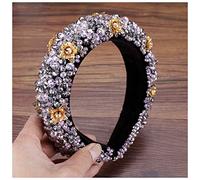 Queen Crown Boho Gorgeous Full Diamante Padded Baroque Headbands Luxury Crystal Hairbands For Women Rhinestone Tiara Bling Hair Accessories Snow Queen Crown(Purple)