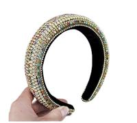 Queen Crown Boho Gorgeous Full Diamante Padded Baroque Headbands Luxury Crystal Hairbands For Women Rhinestone Tiara Bling Hair Accessories Snow Queen Crown(Full crystals)