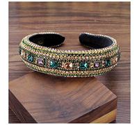 Queen Crown Boho Gorgeous Full Diamante Padded Baroque Headbands Luxury Crystal Hairbands For Women Rhinestone Tiara Bling Hair Accessories Snow Queen Crown(Green)