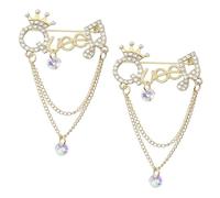 Queen Crown Brooch Pins Shiny Crystal Crown Rhinestone Queen Letter Elegant Crown Shape Princess Brooches Dress Sweater Coat Lapel Pin Accessories