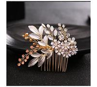 Queen Crown Champagne Alloy Crystal Bead Flower Bride Headbands Hair Comb Princess Wedding Bridal Hairbands Hair Accessories Tiaras Snow Queen Crown(Hair Comb)