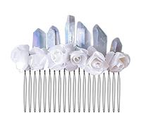 Queen Crown Headbands Natural Crystal Hair Comb Women's Handmade Hair Accessories For Wedding Party Costume