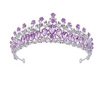 Queen Crown Rhinestone Wedding Crowns Crystal Bridal Crown for Women Crystal Princess Age Ceremony Photo Props Christmas Decorations Headband for Prom Costume Party (Silver and Purple)