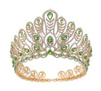 Queen Crown Wedding Tiara For Bride Rhinestone Tiaras And Crowns For Women Costume Headpiece For Pageant Cosplay Party Gold Blue