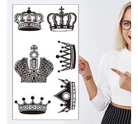 Queen Crowns Temporary Tattoo - Small Princess Tiara Black Realistic Waterproof Transfer Sticker Wrist Arm Body Art Men Women Kids - By Delusion Tattoos