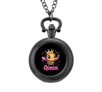 Queen Cute Bee Classic Quartz Pocket Watch Vintage Men's Pocketwatch with Chain Christmas Gifts for Father Husband Boyfriend