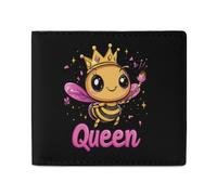 Queen Cute Bee Men's Wallets Slim Bifold Wallet Leather Card Cases Casual Coin Purse