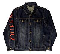 Queen Denim Jacket Classic White Crest Band Logo Official Unisex Blue S