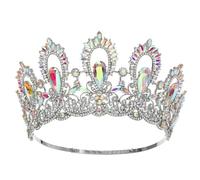 Queen Diadem Big Crystal Bridal Crown Wedding Brides Party Hair Accessories AB