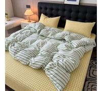 Queen Duvet Cover with Cute Stripes Pattern Soft Cozy Cotton Bedding Set