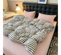Queen Duvet Cover with Cute Stripes Pattern Soft Cozy Cotton Bedding Set