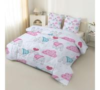Queen Duvet Loving Animals Coverless Duvet Reversible All Seasons Quilt Queen Size 7.5tog, Cute Polar Bear Comforter Machine Washable for Bed Summer Winter, Lightweight, 2 Pillowcases &S45