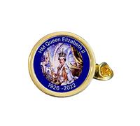 Queen Elizabeth 1926-2022 Gold Plated Domed Lapel Pin Badge in Bag