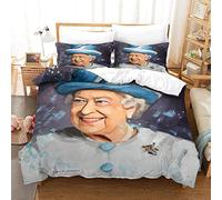 Queen Elizabeth Bedding Duvet Cover Set 3D Print Quilt Cover Bedding Sets Print Microfibre with Pillowcases for Kids Boys Girls Teens Young Man 3 Piece Set Single（135x200cm）