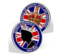 Queen Elizabeth II Commemorative Coin, British Crown & UK Flag Keepsake