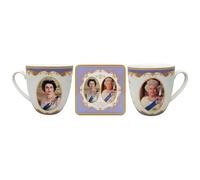 Queen Elizabeth Ii Commemorative Fine China Mug With Cork-Backed Coaster Gift Set