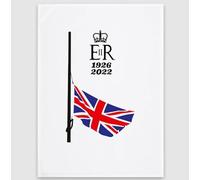 Queen Elizabeth II Commemorative Tea Towel (Half Mast Flag Design) 100% Cotton