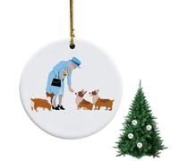 Queen Elizabeth II & Corgis Hanging Ornament, Acrylic Queen's Jubilee Memorial Sign, Round England Queen Pendant for Christmas Tree, Lightweight Queen Elizabeth Hanging Decoration for Home