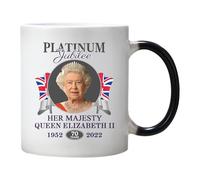 Queen Elizabeth II Mug - Queen Jubilee Remembrance Gift, 350ml Porcelain Color-Changing Coffee Cup | Commemorative Merchandise, Union Jack Design, Jubilee Souvenir For Women, Travel Mug For Hot Drinks