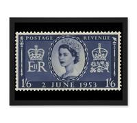 Artery8 Queen Elizabeth II of England Scotland United Kingdom Coronation Reproduction Stamp 1953 Artwork Framed Wall Art Print A4