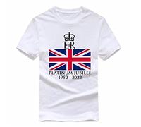 Queen Elizabeth II Platinum Jubilee T-Shirt Queen's Royal 1952-2022 T-Shirts Partywear Gift Unisex Adults Gift Kids Tee Top, White, 12 Years Plus