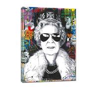 Queen Elizabeth II Pop Street Art Wall Art Framed Canvas Home Decoration 16’’ x 12’’ inch(40x 30 cm) -18mm Depth