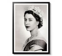 Queen Elizabeth II Portrait Print, Vintage Photographic Wall Art, Monarch Royalty Decor, Gift, Archival Matte, A5 (Framed) - 21x14.8cm