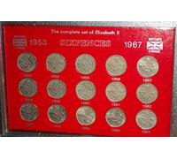 Queen Elizabeth II Sixpences 6d 1953-1967 Coin Collector Sixpence Set