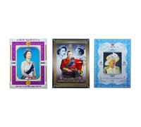 Queen Elizabeth & King Charles Pictures Set of 3 Acrylic Foil Fridge Magnets - UK England London Souvenir Magnets