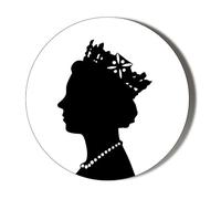 Queen Elizabeth Memorial - Silhouette - White Background - 6 x 70mm (2.7 inches) Stickers to Mark Death of HM Queen Elizabeth II 1926-2022