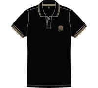 Queen Embroidered Logo Stripe Detail Black Short-Sleeved Polo Shirt, Size S