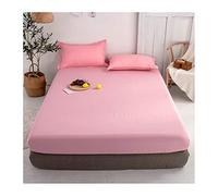 Queen Fitted Sheet Only Soft Polyester Microfibre Adults king Fitted Bottom Sheet Fits Up 0-20cm Deep Mattress Bed Sheets Fade Resistant (Color : Pink jade, Size : Queen)