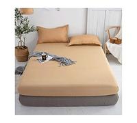 Queen Fitted Sheet Only Soft Polyester Microfibre Adults king Fitted Bottom Sheet Fits Up 0-20cm Deep Mattress Bed Sheets Fade Resistant (Color : Rice camel, Size : King)
