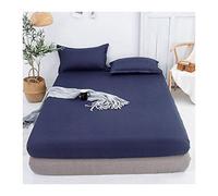 Queen Fitted Sheet Only Soft Polyester Microfibre Adults king Fitted Bottom Sheet Fits Up 0-20cm Deep Mattress Bed Sheets Fade Resistant (Color : Navy blue, Size : King)